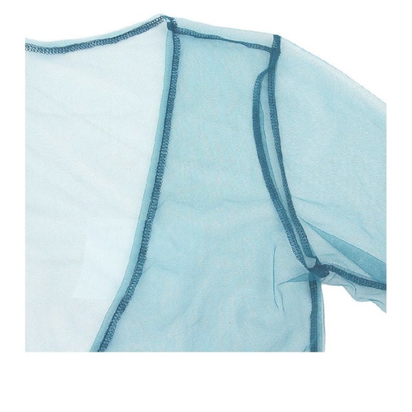 GRETCHEN Sexy Teal Sheer Blouse - Picture 3 of 6